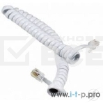Шнур для телефонной трубки Rexant витой RJ-10 (4P-4C), 2м, белый, фото 1