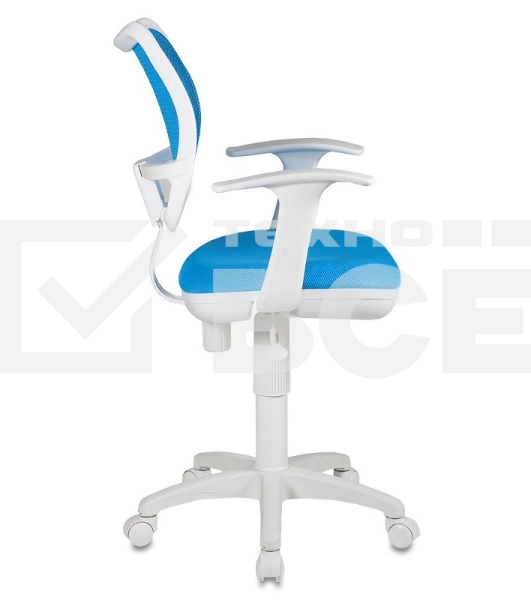 Кресло компьютерное Бюрократ CH-W797/LB/TW-55 TW-55 голубой, спинка сетка, сиденье голубой, пластик белый