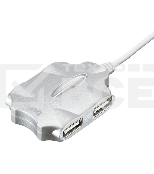 Разветвитель USB 2.0 Buro BU-HUB4-0.5-U2.0-Candy 4порт. серебристый