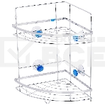 Полка угловая двухъярусная Рыжий кот W2667 'Бриллиант, синий' размер:24,5х24,5х38см (крепление: присоски), фото 1