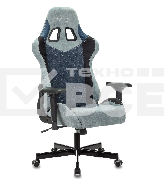 Кресло игровое Бюрократ VIKING 7 KNIGHT BL FABRIC синий текстиль/эко.кожа крестовина металл/пластик