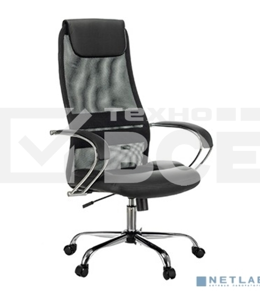 Кресло руководителя Бюрократ CH-608SL/BLACK TW-01 TW-11 черный, искусст.кожа/ткань, крестовина хром, спинка сетка