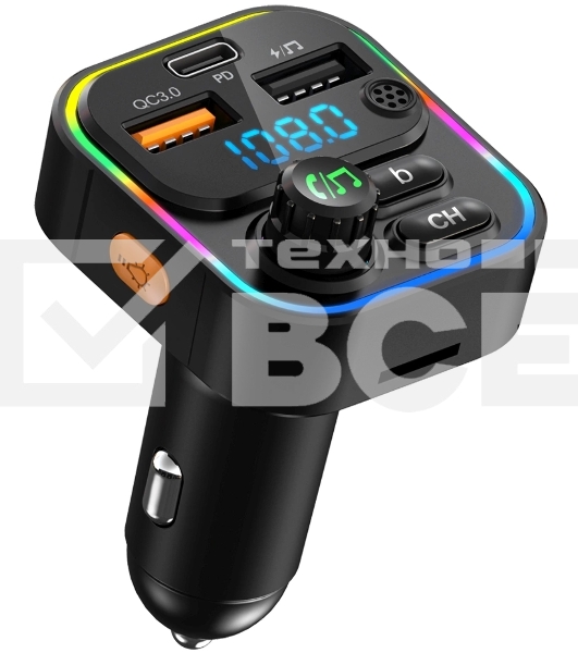Автомобильный FM-модулятор ACV FMT-130B черный BT USB (40580)