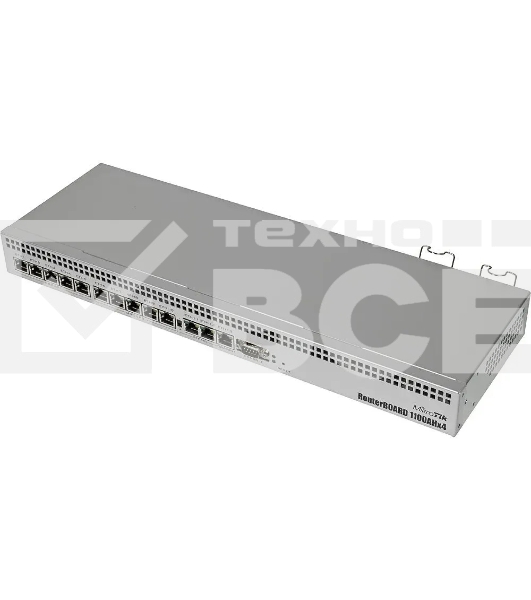 Маршрутизатор MikroTik RB1100AHx4 with Annapurna Alpine AL21400 Cortex A15 CPU (4-cores, 1.4GHz per core), 1GB RAM, 13xGbit LAN, RouterOS L6, 1U rackmount case, Dual PSU