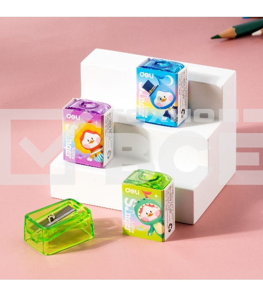 Точилка для карандашей ручная Deli EH552 Little Singer 1 отверстие пластик ассорти коробка