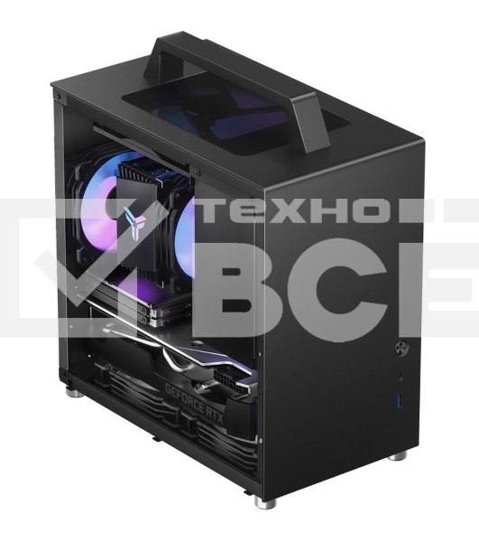 Компьютерный корпус JONSBO T8 PLUS Black без БП, боковые панели из закаленного стекла, mini-ITX, черный