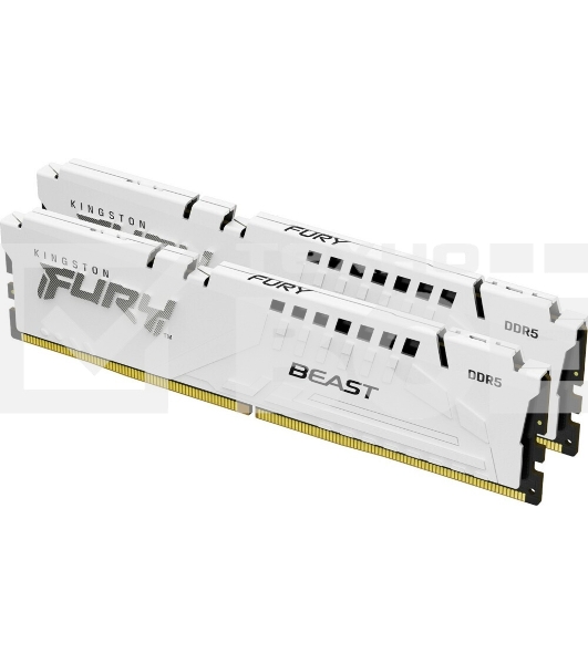 Оперативная память Kingston Fury Beast, DDR5, 32GB (2x16GB), 5600MHz, CL40, с радиатором, белый
