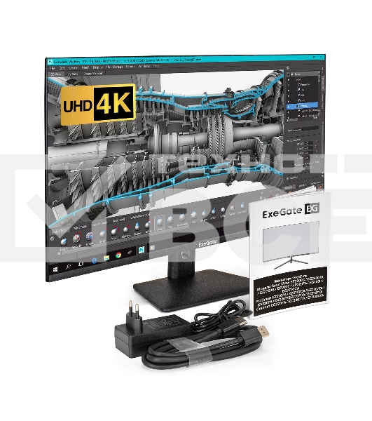 Монитор 31.5' ExeGate SmartView EF3200C IPS 3840x2160, 60 Гц, 5 мс, 16:9, 300 кд/м², HDMI 2.0, DP, 3.5 Jack, USB Hub, динамики (2x3 Вт), HDR10, FreeSync, черный
