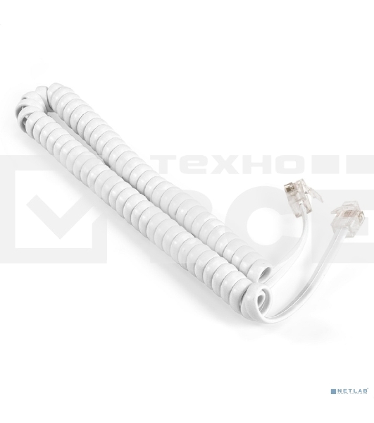 Патч-корд телефонный ExeGate TC4P4C-2M-W (шнур для телефонной трубки, витой, RJ-10 (4P-4C), 2м, белый)