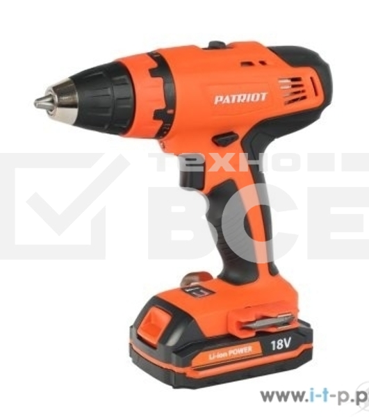 Дрель-шуруповерт аккумуляторная PATRIOT BR 180Li  Li-ion, 18В, 1.5 Aч, 52 Нм, 2 АКБ, кейс