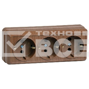 Розетка 3-местн. с з/к 16А откр.уст. ОКТАВА (дуб) Iek ERO31-K04-16-DC РС23-3-ОД