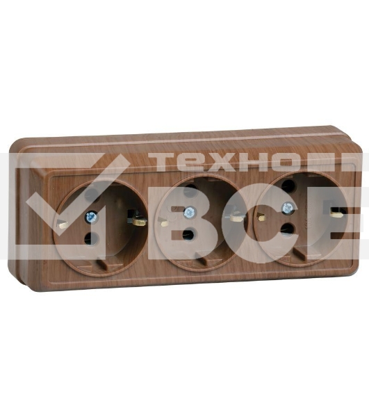 Розетка 3-местн. с з/к 16А откр.уст. ОКТАВА (дуб) Iek ERO31-K04-16-DC РС23-3-ОД