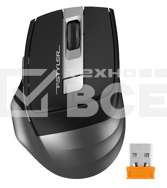 Мышь беспроводная A4Tech Fstyler FG35 серый/черный, 2000 dpi, радиоканал, USB, кнопки - 6