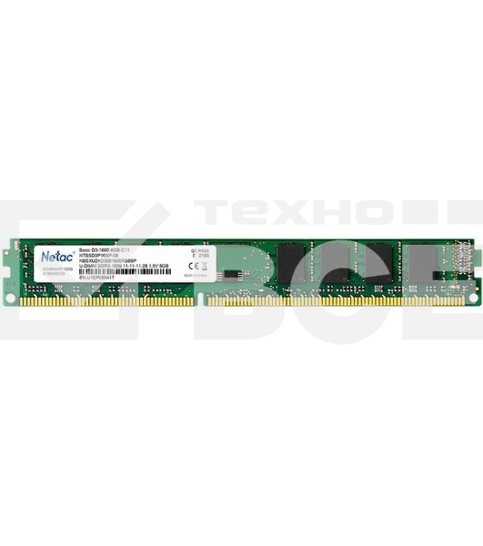 Оперативная память NETAC Basic, DDR3, 8GB (1x8GB), 1600MHz, CL11