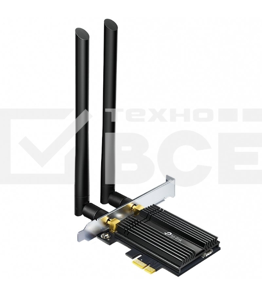 Адаптер 11AX 3000Mbps dual-band PCI-E adapter, 2402Mbps at 5G and 574Mbps at 2.4G, support Bluetooth 5.0, WPA2 encryption, two external Antennas.