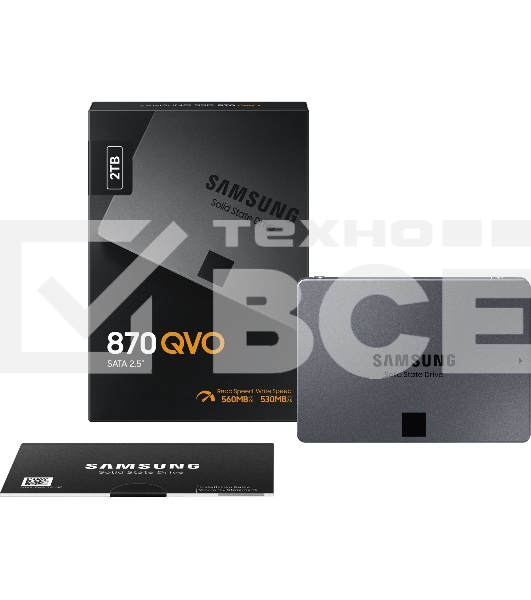 Накопитель SSD Samsung 870 QVO, 2Tb, SATA III, 2.5