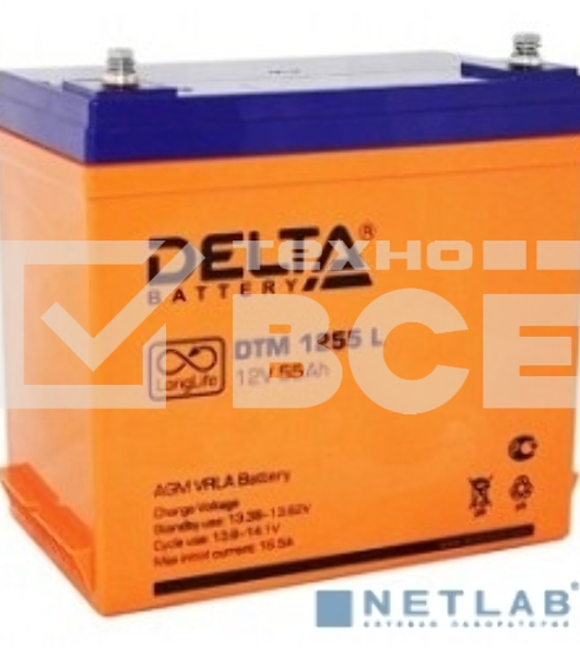 Аккумуляторная батарея Delta DTM 1255 L напряжение 12В, емкость 55Ач (239x132x210mm)