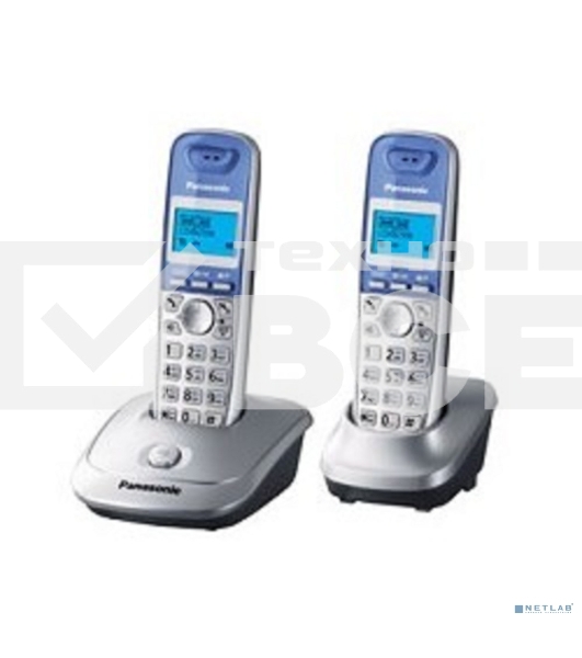 Телефон беспроводной (DECT) Panasonic KX-TG2512RUS (серебристый) {Доп трубка в комплекте,АОН, Caller ID,спикерфон на трубке,полифония}