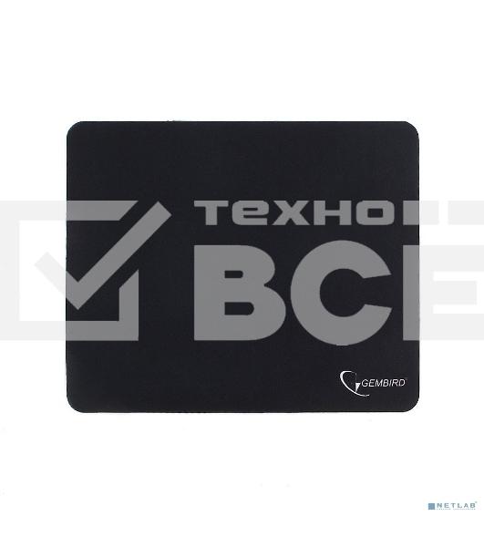 Коврик для мыши Gembird MP-BLACK, чёрный, размеры 250*200*2мм, полиэстер+резина