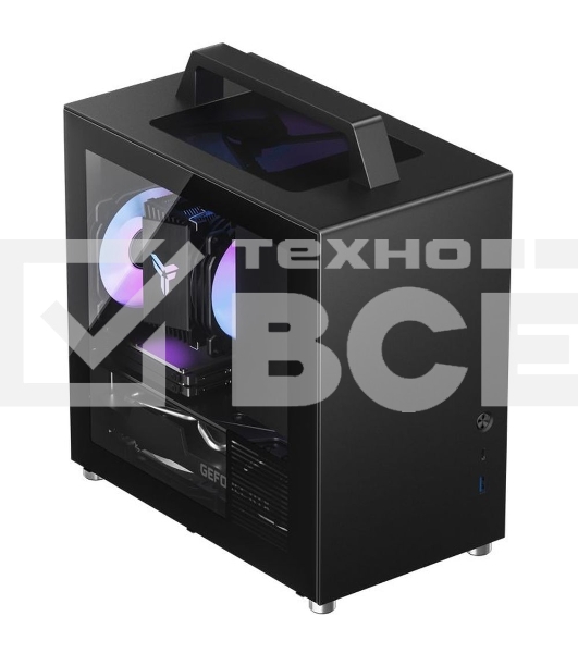 Компьютерный корпус JONSBO T8 PLUS Black без БП, боковые панели из закаленного стекла, mini-ITX, черный