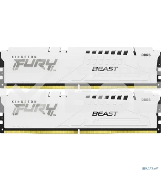 Оперативная память Kingston Fury Beast, DDR5, 32GB (2x16GB), 5600MHz, CL40, с радиатором, белый