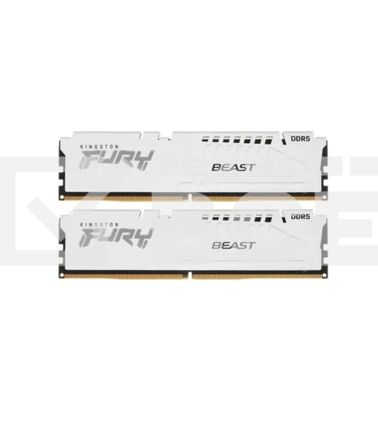 Оперативная память Kingston Fury Beast, DDR5, 32GB (2x16GB), 5600MHz, CL40, с радиатором, белый