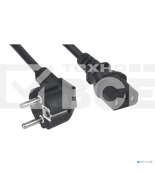 Шнур для блока питания Cabeus, IEC 320 C13, вилка Schuko, 1.8 м, 10А, черный