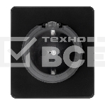 Розетка Kranz ROUND 1-ая с/з с/у, со шторками и крышкой 16А оникс, фото 1