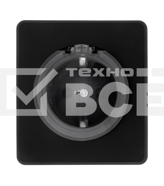 Розетка Kranz ROUND 1-ая с/з с/у, со шторками и крышкой 16А оникс