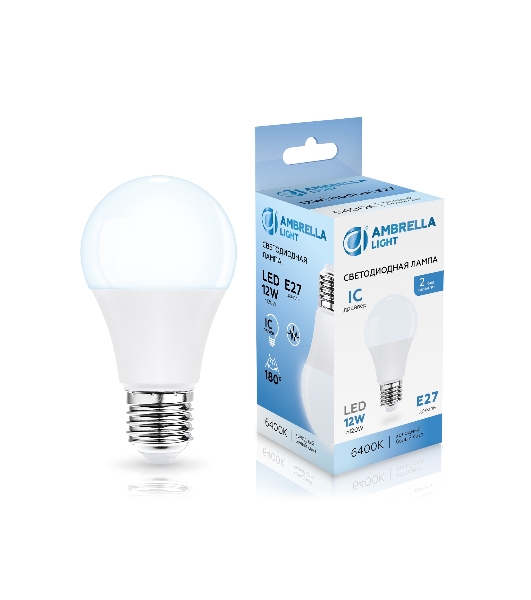 Лампа светодиодная 601206 LED A60 12W IC E27 6400K 175-265V