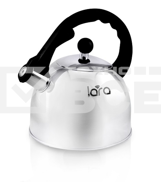 Чайник металлический LARA LR00-05 (зеркальный) 2.5 л, индукционное дно 0.3 мм, автоподъем ручки