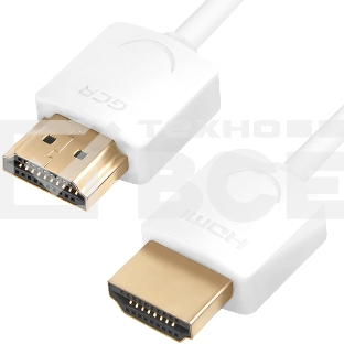 Ультратонкий кабель GCR HDMI2.0 для AppleTV, SLIM, 1.5m, белый, OD3.8mm, HDR 4:2:0, Ultra HD, 4K60Hz, 18.0 Гбит/с, 32/32 AWG GCR