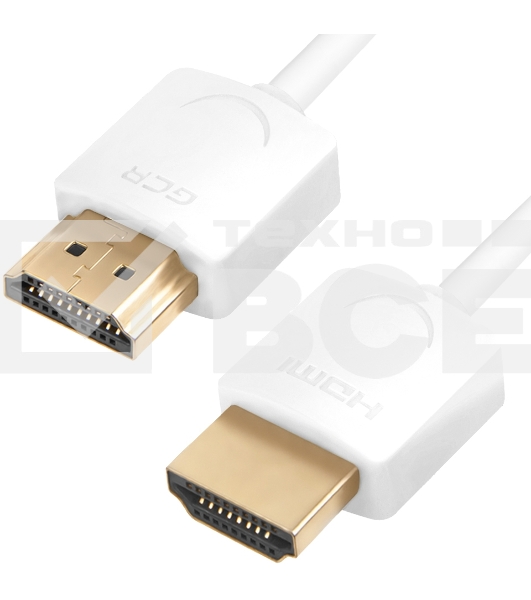 Ультратонкий кабель GCR HDMI2.0 для AppleTV, SLIM, 1.5m, белый, OD3.8mm, HDR 4:2:0, Ultra HD, 4K60Hz, 18.0 Гбит/с, 32/32 AWG GCR