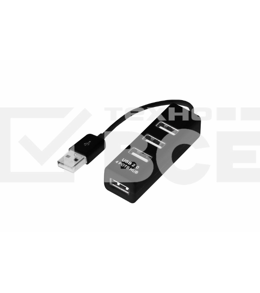 Разветвитель USB на 4 порта черный Rexant