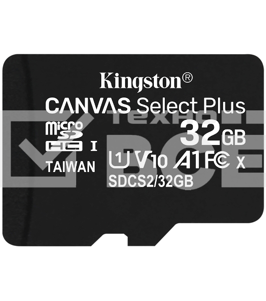 Флеш карта microSDHC 32GB microSDXC Class10 Kingston <SDCS2/32GBSP> Class10 UHS-I Canvas Select up to 100MB/s