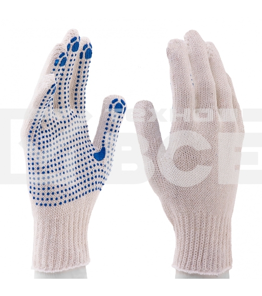 Перчатки трикотажные для ремонтных и строительных работ, с ПВХ точкой, 7 класс Россия