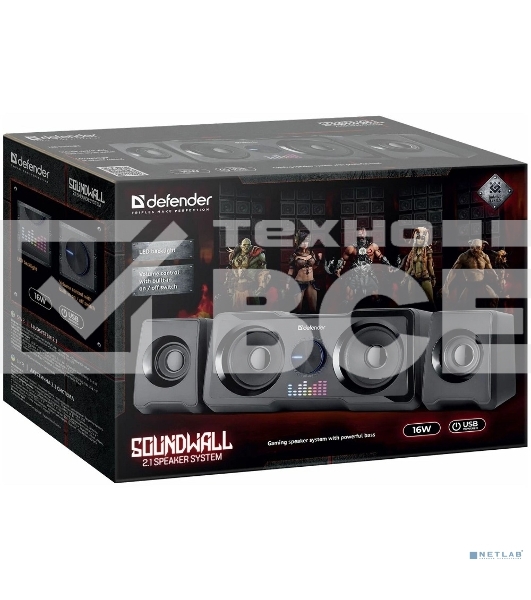 Акустическая система 2.1 Defender SOUNDWALL 16W USB