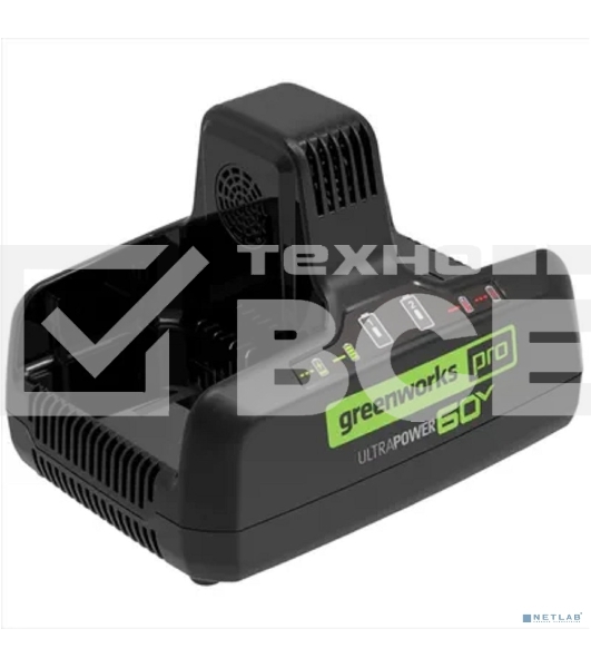 Быстрое зарядное устройство для двух аккумуляторов Greenworks G60DC10, 60V, 10А 2954407