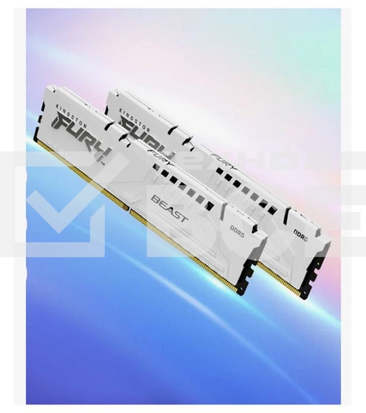 Оперативная память Kingston Fury Beast, DDR5, 32GB (2x16GB), 5600MHz, CL40, с радиатором, белый