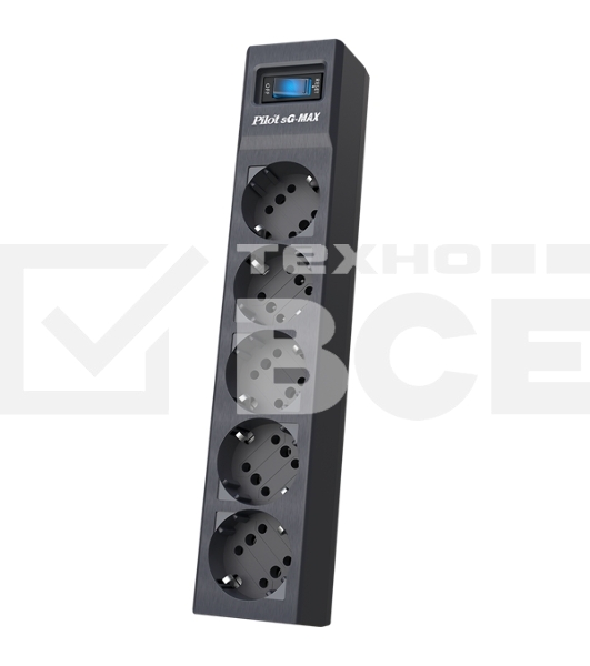 Сетевой фильтр Pilot sG-Max 5 outlets (GP), 15А/3.3 kVt, automatic circuit-breaker, 5 m, gfaphite