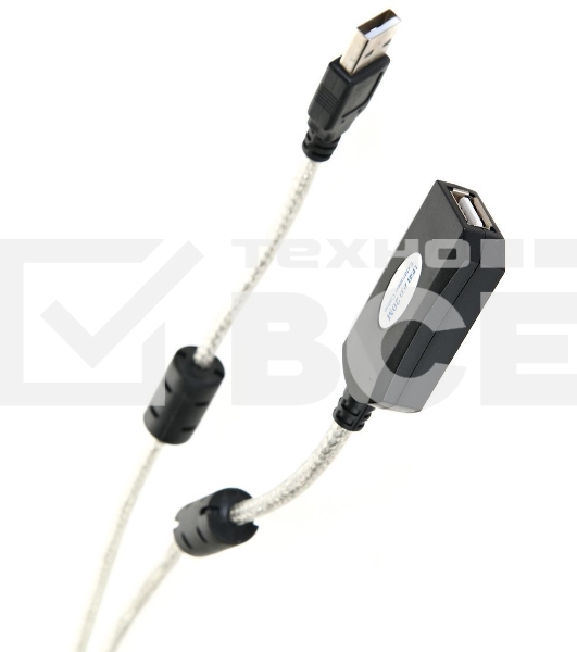 Кабель-адаптер Aopen/Qust USB2.0-repeater, удлинительный активный Am-->Af 20м (ACU823-20M) 6938510851345
