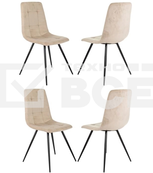 Стул для дома Бюрократ CH-K1_4 комплект 4 шт бежевый Holland 06 металл черный на ножках (CH-K1_1/HL07_4)