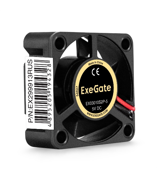 Вентилятор 5В DC ExeGate EX03010S2P-5 (30x30x10 мм, Sleeve bearing (подшипник скольжения), 2pin, 9000RPM, 25dBA)