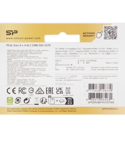 Накопитель SSD Silicon Power XS70, 2Tb, PCIe 4.0 x4, M.2 2280, NVMe, R/W 7300/6800, с радиатором