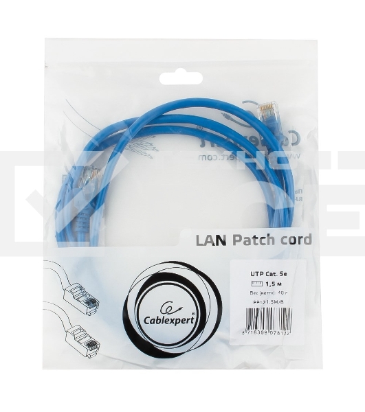 Патч-корд UTP Cablexpert кат.5e, 1.5м, литой, многожильный (синий)