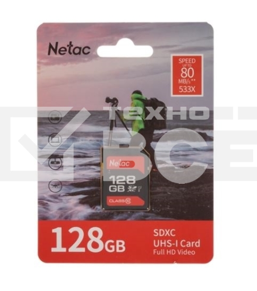 Флеш карта Netac P600 SDHC 128GB U1/C10 up to 80MB/s, retail pack
