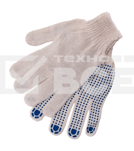 Перчатки трикотажные для ремонтных и строительных работ, с ПВХ точкой, 7 класс Россия
