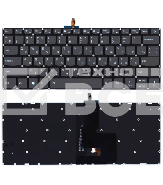 Клавиатура для ноутбука Lenovo Ideapad S145-14API черная с подсветкой