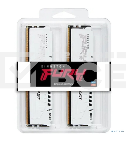 Оперативная память Kingston Fury Beast, DDR5, 32GB (2x16GB), 5600MHz, CL40, с радиатором, белый