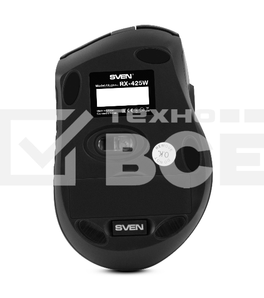 Мышь беспроводная SVEN RX-425W черный, 1600 dpi, радиоканал, USB, кнопки - 6